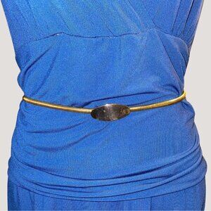 Metal Belt Stretch1970s Gold Tone Adjustable Vintage Oval Buckle